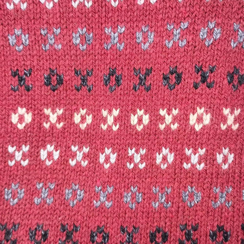 Womens Eddie Bauer Red Blue Beige Fair Isle Sweater Size Large Made in USA